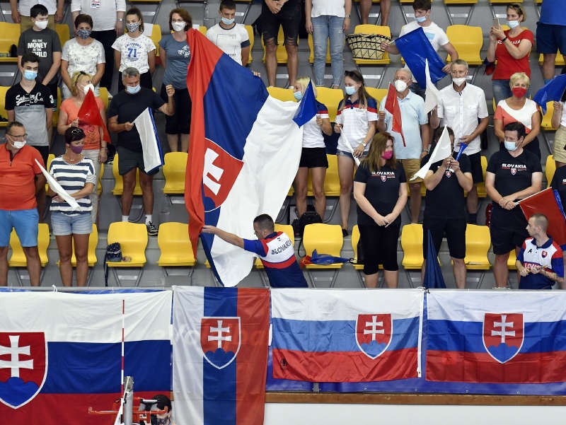 Slovenskí fanúšikovia na tribúne