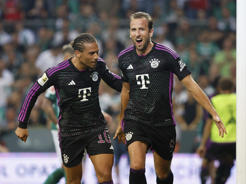 Harry Kane oslavuje svoj prvý gól v drese Bayernu