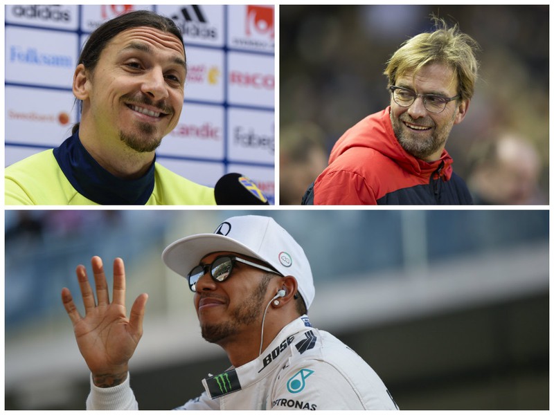 Zlatan Ibrahimovič, Jürgen Klopp a Lewis Hamilton