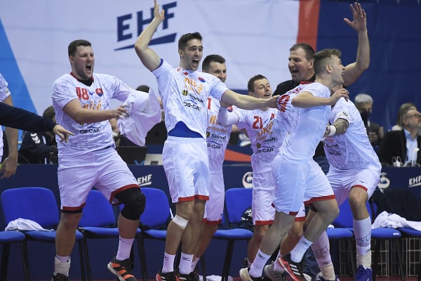 Winning celebrations of Slovak handball players